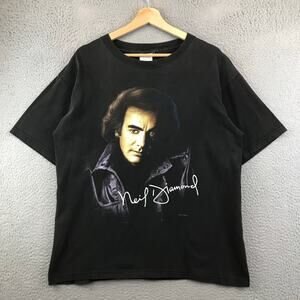 Vintage Neil Diamond‎ US Tour T-Shirt Size L Black Music 1996 90s
